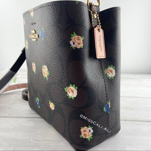 NWT COACH Mini Town Bucket Bag In Signature Canvas With Vintage Mini Rose Set - Picture 8 of 16
